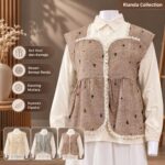 BPSI ATASAN LD 110 PB 64 BKK IMPORT SET KEMEJA DAN VEST BAHAN KATUN BERMOTIF VARIASI RENDA