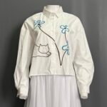 BSAA ATASAN LD 120 PB 58 BKK IMPORT BAHAN KATUN POPLINE VARIASI BORDIR KUCING - Gambar 8
